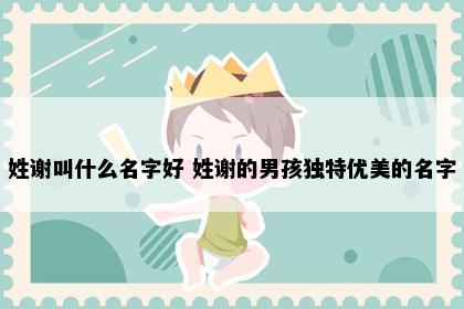 姓谢叫什么名字好 姓谢的男孩独特优美的名字